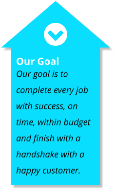 Our Goal Our goal is to complete every job with success, on time, within budget and finish with a handshake with a happy customer.